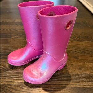 Crocs Pink Rain Boots - Shimmery Hot Pink